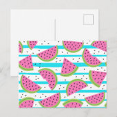 Neon Watermelon on Stripes Muster Postkarte (Vorne/Hinten)