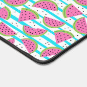 Neon Watermelon on Stripes Muster Schreibtischunterlage (Ecke)