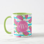 Neon Watermelon on Stripes Muster Tasse (Links)