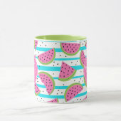 Neon Watermelon on Stripes Muster Tasse (Zentrum)
