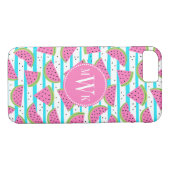 Neon Watermelon on Stripes Pattern Case-Mate iPhone Hülle (Rückseite (Horizontal))