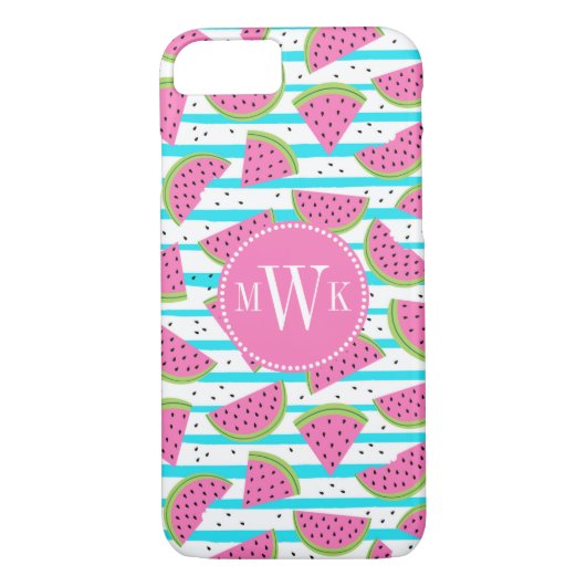 Neon Watermelon on Stripes Pattern Case-Mate iPhone Hülle (Rückseite)