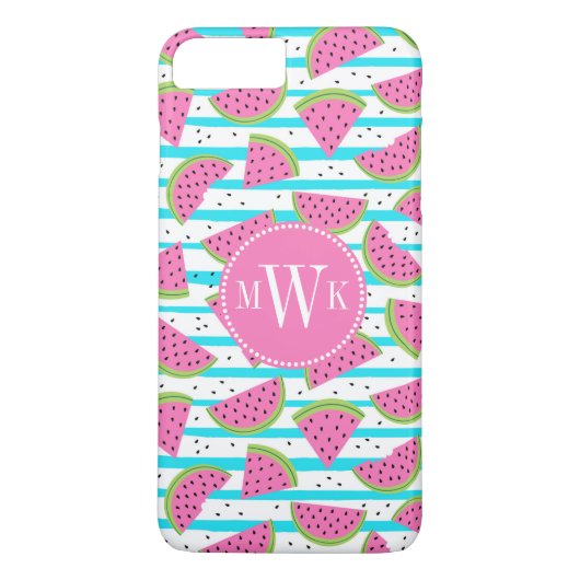 Neon Watermelon on Stripes Pattern Case-Mate iPhone Hülle (Rückseite)