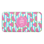 Neon Watermelon on Stripes Pattern Case-Mate iPhone Hülle (Rückseite (Horizontal))