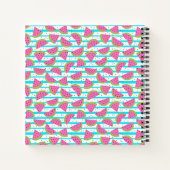 Neon Watermelon on Stripes Pattern Notizbuch (Rückseite)