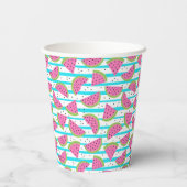 Neon Watermelon on Stripes Pattern Pappbecher (Rückseite)