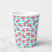 Neon Watermelon on Stripes Pattern Pappbecher (Rechts)