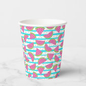 Neon Watermelon on Stripes Pattern Pappbecher (Vorderseite)