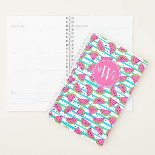 Neon Watermelon on Stripes Pattern Planer (Anzeige)