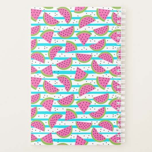 Neon Watermelon on Stripes Pattern Planer (Rückseite)