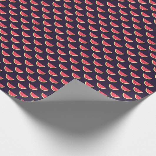 Neon Watermelon über Lila Muster Geschenkpapier (Ecke)