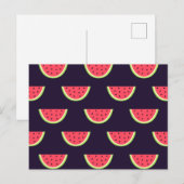 Neon Watermelon über Lila Muster Postkarte (Vorne/Hinten)