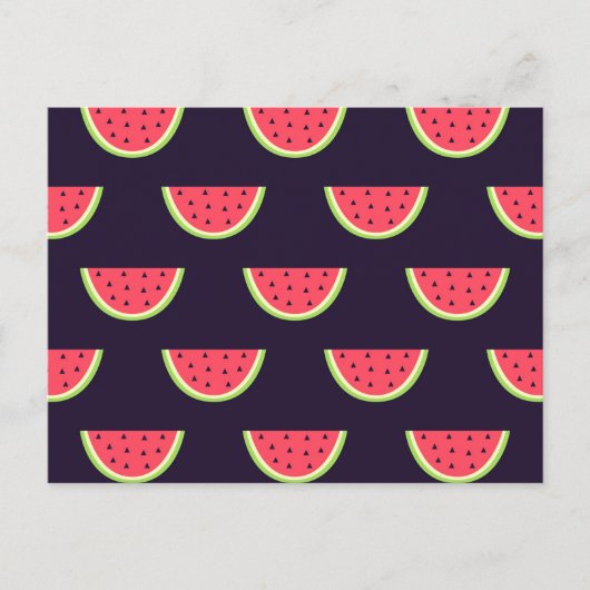 Neon Watermelon über Lila Muster Postkarte (Vorderseite)