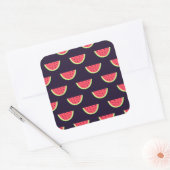 Neon Watermelon über Lila Muster Quadratischer Aufkleber (Umschlag)