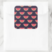 Neon Watermelon über Lila Muster Quadratischer Aufkleber (Tasche)