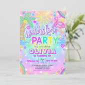 Neon Waterslide Einladung Regenbogenwasserschlitte (Stehend Vorderseite)