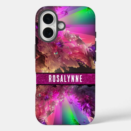 Neon Wave Anpassbarer Rave-Inspiriert Laser-Glitze Case-Mate iPhone Hülle (Rückseite)
