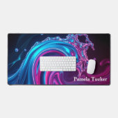 Neon Wave Futuristic Cyberpunk Gaming  Schreibtischunterlage (Tastatur & Maus)