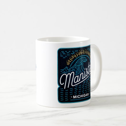 Neon Wave Manistee Michigan Kaffeetasse (VorderseiteRechts)