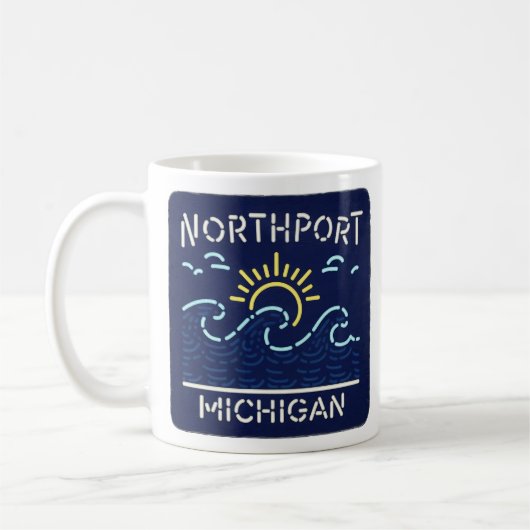 Neon Wave Northport Michigan Kaffeetasse (Links)
