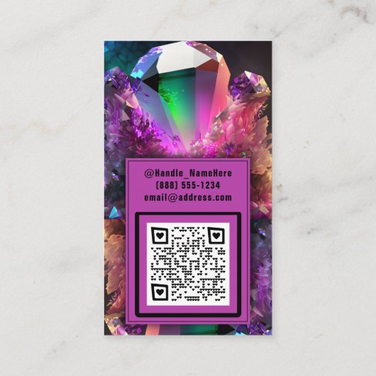 Neon Wave Rave Inspiriert Crystal Gemstone Glitzer Visitenkarte (Rückseite)