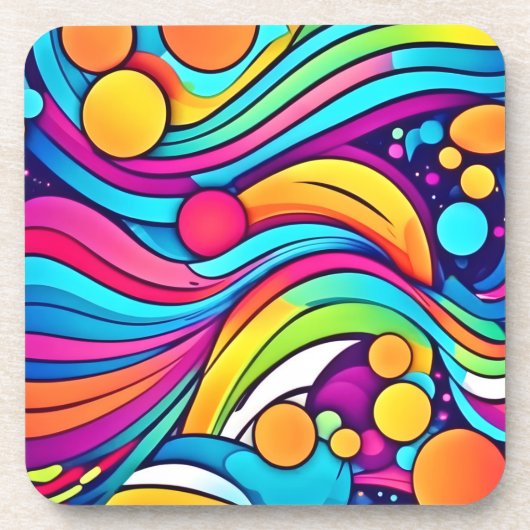 Neon Waves Lebendiger Kosmos Getränkeuntersetzer (Vorderseite)