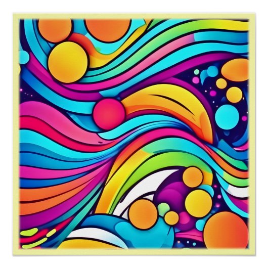 Neon Waves Lebendiger Kosmos Poster (Vorderseite)