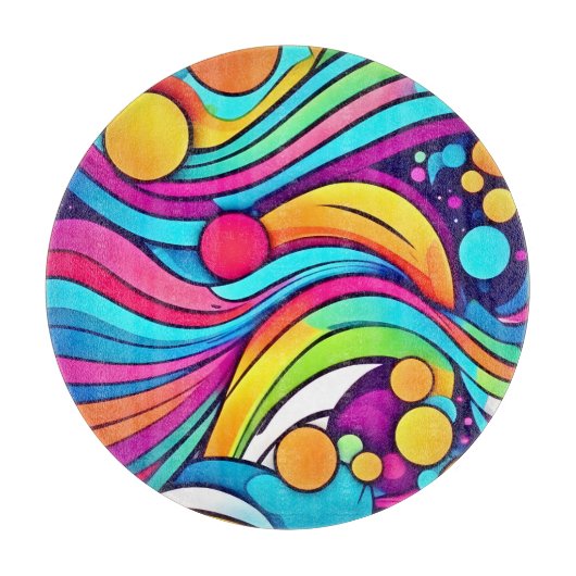Neon Waves Lebendiger Kosmos Schneidebrett (Vorderseite)