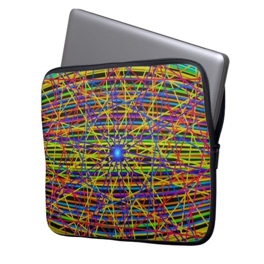 Neon Web Fractal Laptopschutzhülle (Vorderseite Links)