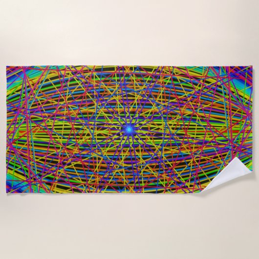 Neon-Web-Fraktal Strandtuch (Vorderseite)
