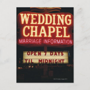 Neon Wedding Chapel Sign in Las Vegas, USA Postkarte