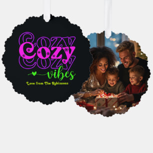 Neon-Weihnachtsglanz Cozy Vibes Retro-Weihnachtsfo Ornament Karte