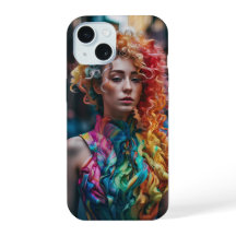 Neon-Wellen Lockiges Haar Grafik Case – Kühne Mode