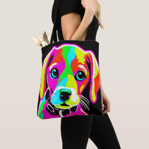 Neon Welpen Pop Art Tasche