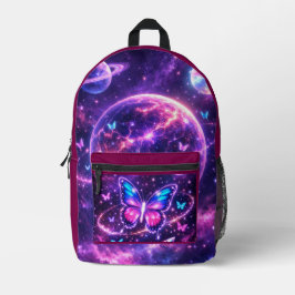 Neon Weltraum Schmetterling Galaxie Kunst Bedruckter Rucksack