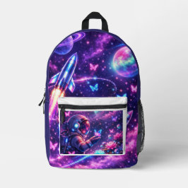 Neon-Weltraum-Schmetterlingsgalaxie-Kunst Bedruckter Rucksack