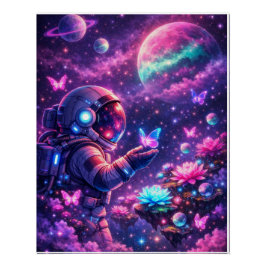 Neon-Weltraum-Schmetterlingsgalaxie-Kunst Poster