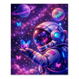 Neon-Weltraum-Schmetterlingsgalaxie-Kunst Poster