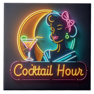 Neon-Werbeschild aus der Mitte des Jahrhunderts Co Fliese