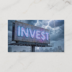 Neon-Werbetafel mit INVEST-Text Visitenkarte