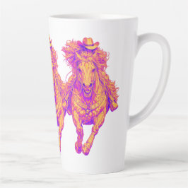 Neon Western Horse Cowgirl Art Milchtasse