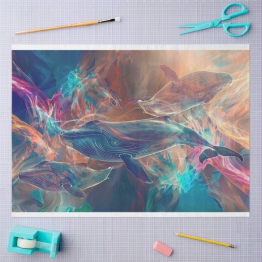 Neon Whale Water World Decoupage Seidenpapier (Basteln)