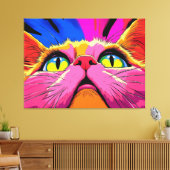Neon Whiskers: Eine lebendige Vision einer Katze Leinwanddruck (Insitu (Wohnzimmer))
