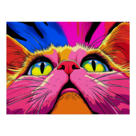 Neon Whiskers: Eine lebendige Vision einer Katze Poster