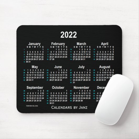 Neon White 52 Weeks Calendar von Janz 2022 Mousepad (Mit Mouse)
