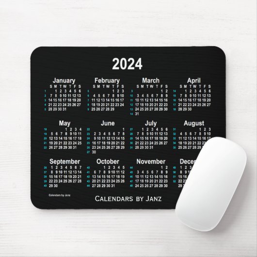Neon White 52 Weeks Calendar von Janz 2024 Mousepad (Mit Mouse)