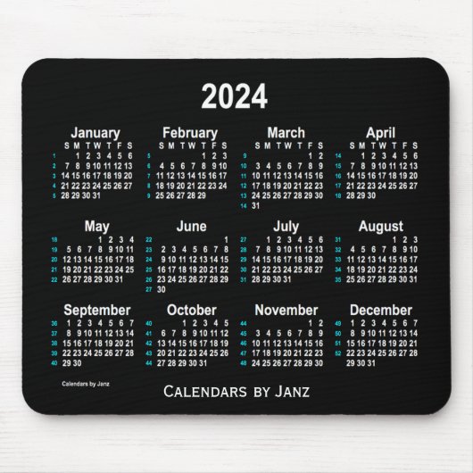 Neon White 52 Weeks Calendar von Janz 2024 Mousepad (Vorne)