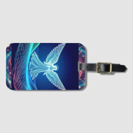 Neon White Angel auf dem Galaxy Background Gepäckt Gepäckanhänger