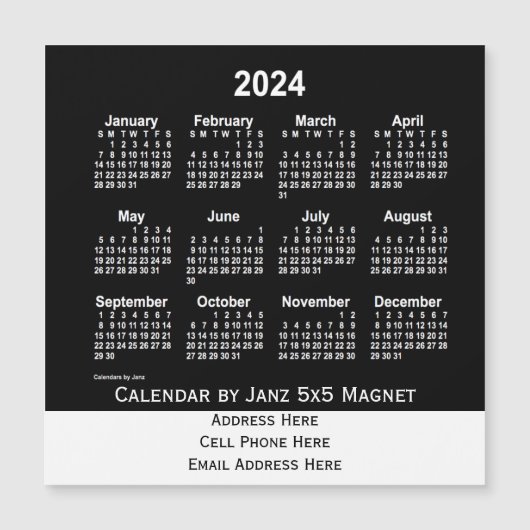 Neon White Business Calendar von Janz Magnetkarte (Vorderseite)