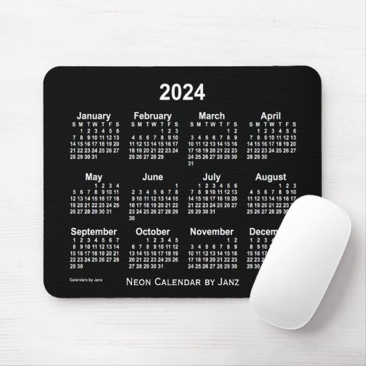 Neon White Calendar von Janz 2024 Mousepad (Mit Mouse)